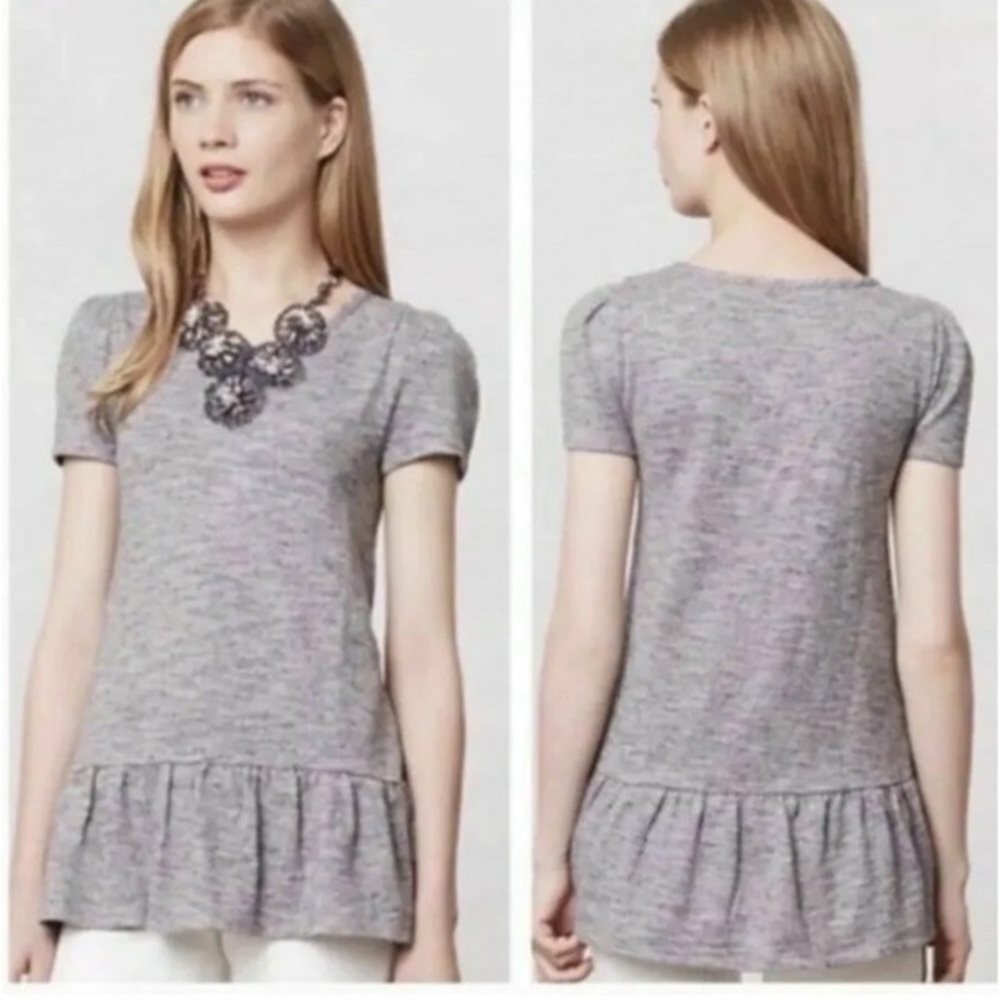 Anthropologie Leif Notes Short Sleeve Peplum Top Size Small